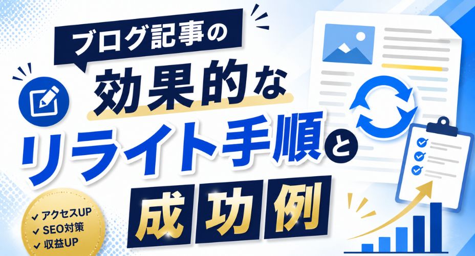 ブログ記事の効果的なリライト手順と成功例を解説するアイキャッチ画像